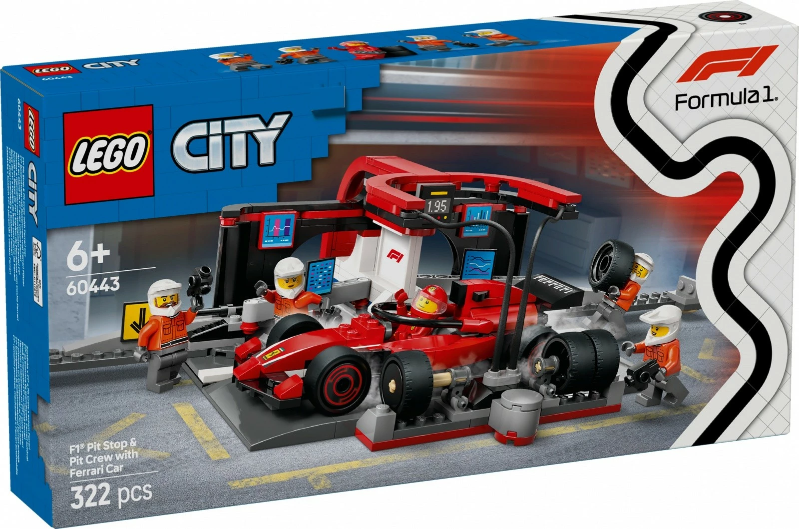 Set LEGO City F1 Pit Stop & Ferrari Race Team 60443, 322 pjesë