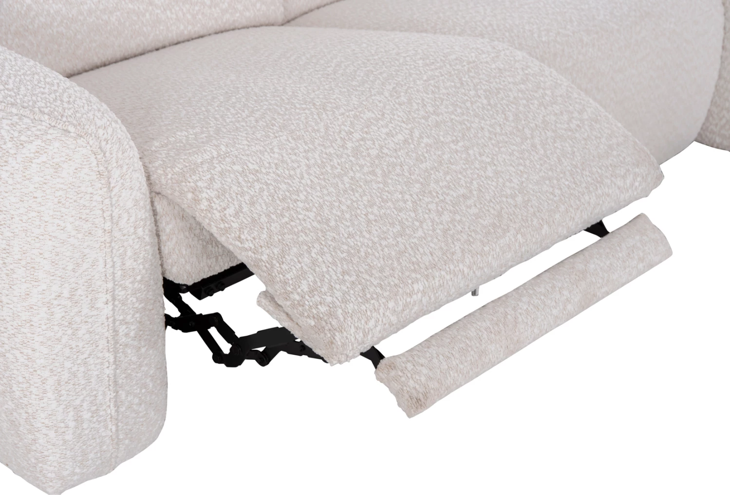 Kënd i djathtë divan 3-vendësh me recline, stof teddy bezhë, VALENTE CD3317.02R, 275x160x104cm