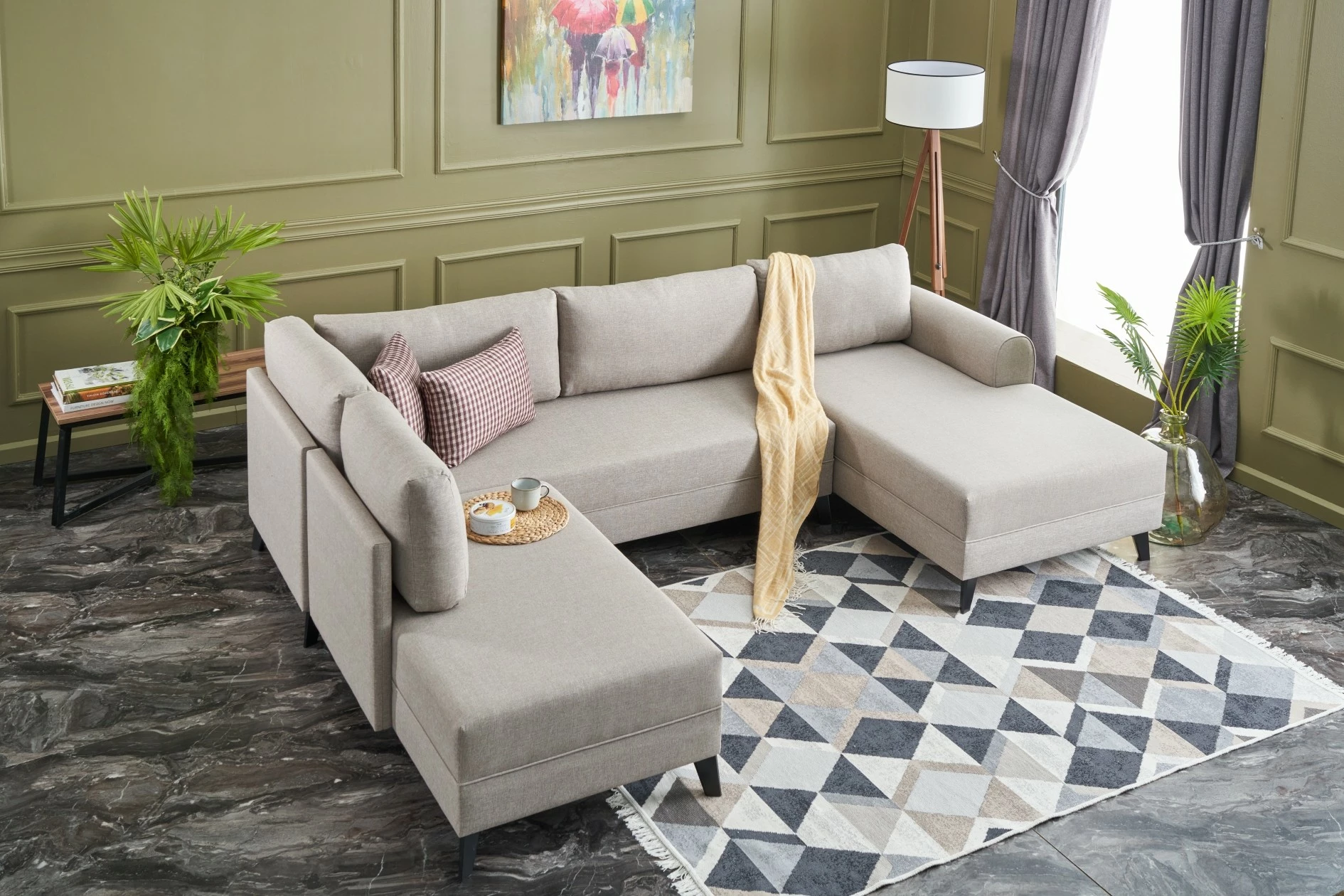 Kënd-sofë krevati Atelier del Sofa, Belen, krem