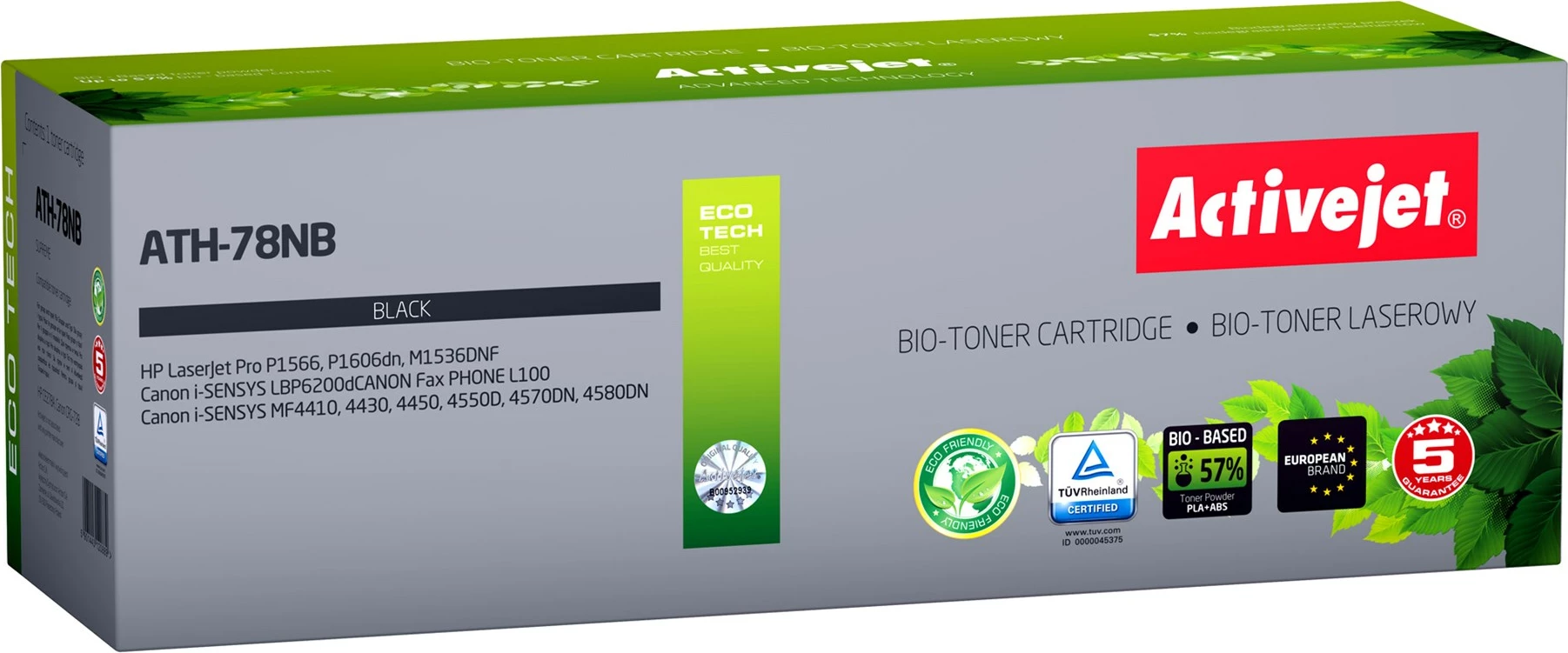 Toner zëvendësues Activejet ATH-78NB për printerët HP, Canon, i zi