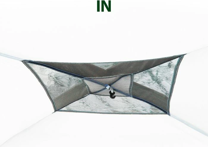 Pavilion kampingu BRUNNER Medusa II 0102030N.C30 400x400 cm, bardhë/gri me çati blu, me çantë ruajtjeje