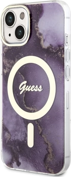 Mbështjellës Guess Golden Marble MagSafe për iPhone 14 6.1", vjollcë