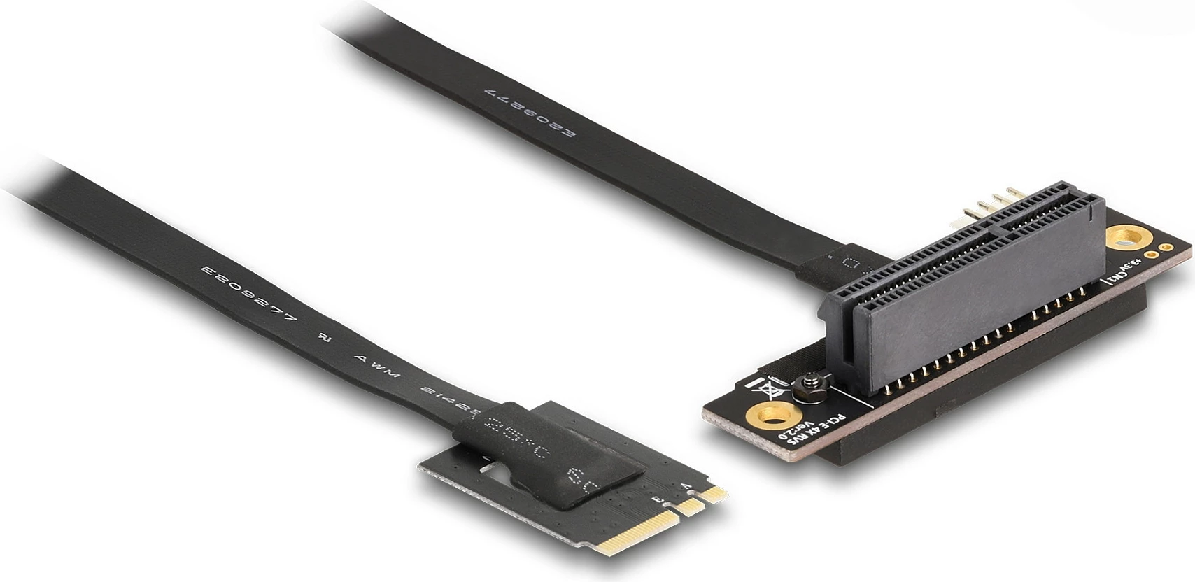 Adapter DeLOCK M.2 Key A+E në PCIe x4 NVMe, PCIe 4.0, kabllo 20 cm, i kënduar