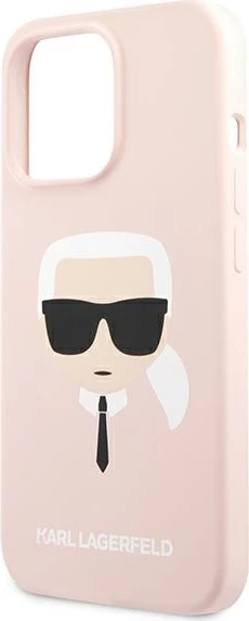 Mbështjellës Karl Lagerfeld Silicone Karl's Head për iPhone 13 Pro/13, Rozë e lehtë