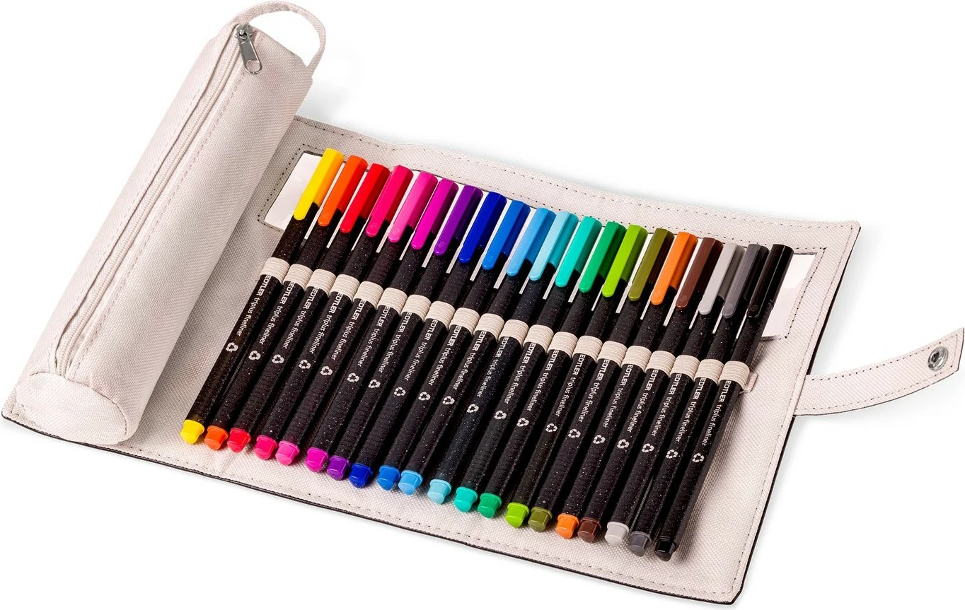 Set lapsa fineliner STAEDTLER 334 PC20P, 20 ngjyra, majë 1 mm, trekëndësh, plastikë