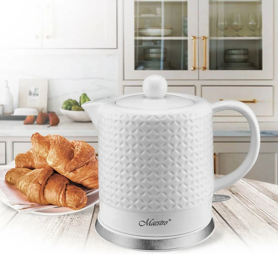 Çajnik elektrik Feel-Maestro MR-067, 1.2L, 1200W, Qeramikë, Bardhë