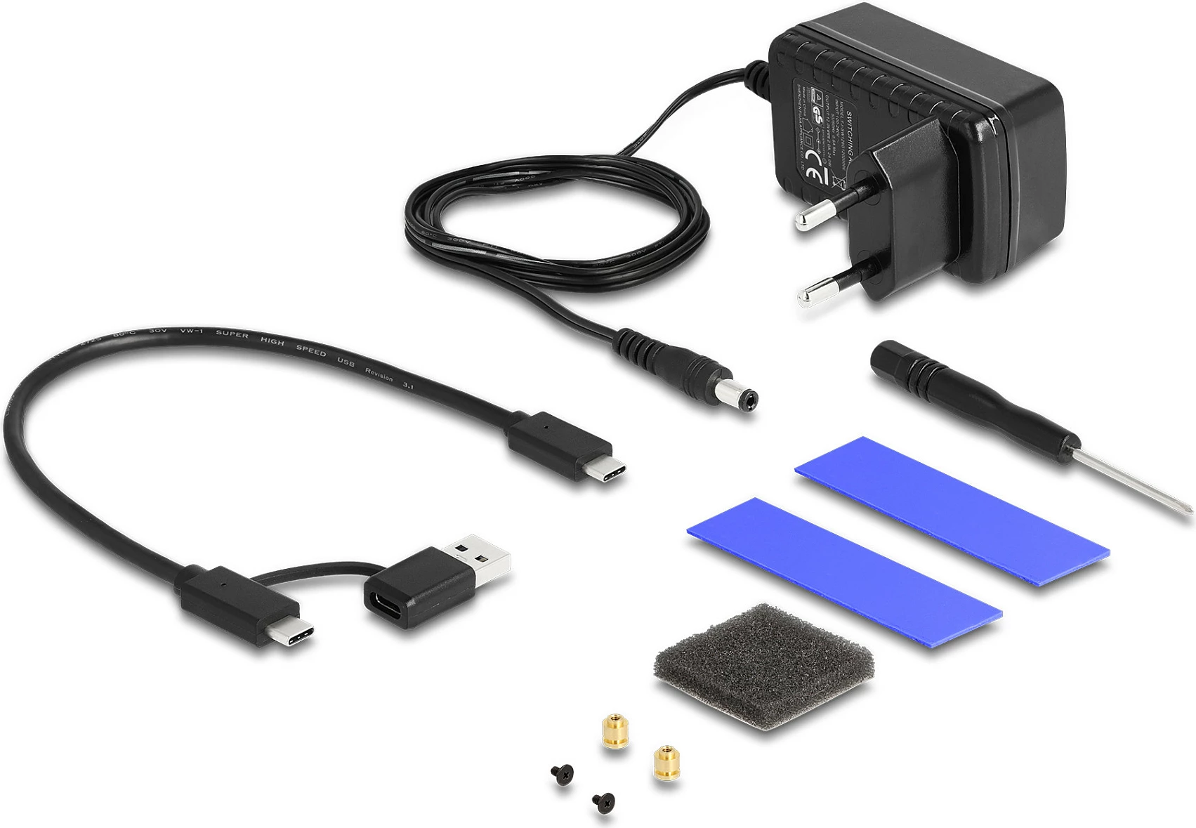 Kuti eksternë USB-C DeLOCK për M.2 NVMe dhe 2.5" SATA, Clone, 10 Gbit/s, e zezë
