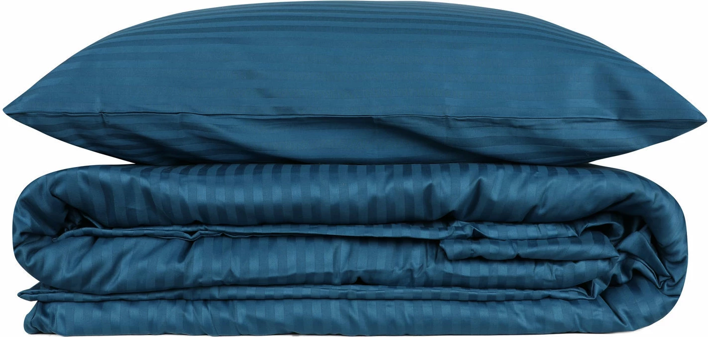 Set mbulesë për jorgan super king, saten, ngjyrë kaltër, L'Essentiel Linge de Maison, me vija