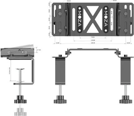 Kapëse tavoline Moza RS12 për wheelbase R5/R9/R12, e zezë, set 1 copë