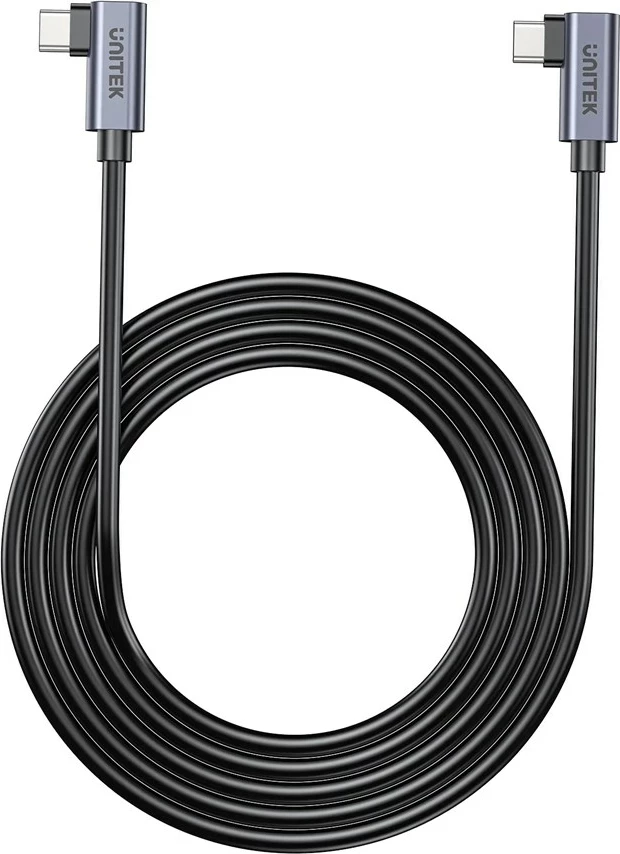 Kabllo USB C UNITEK C14147ABK01-0.5M, 0.5m, 100W, 90° kënd, e zezë