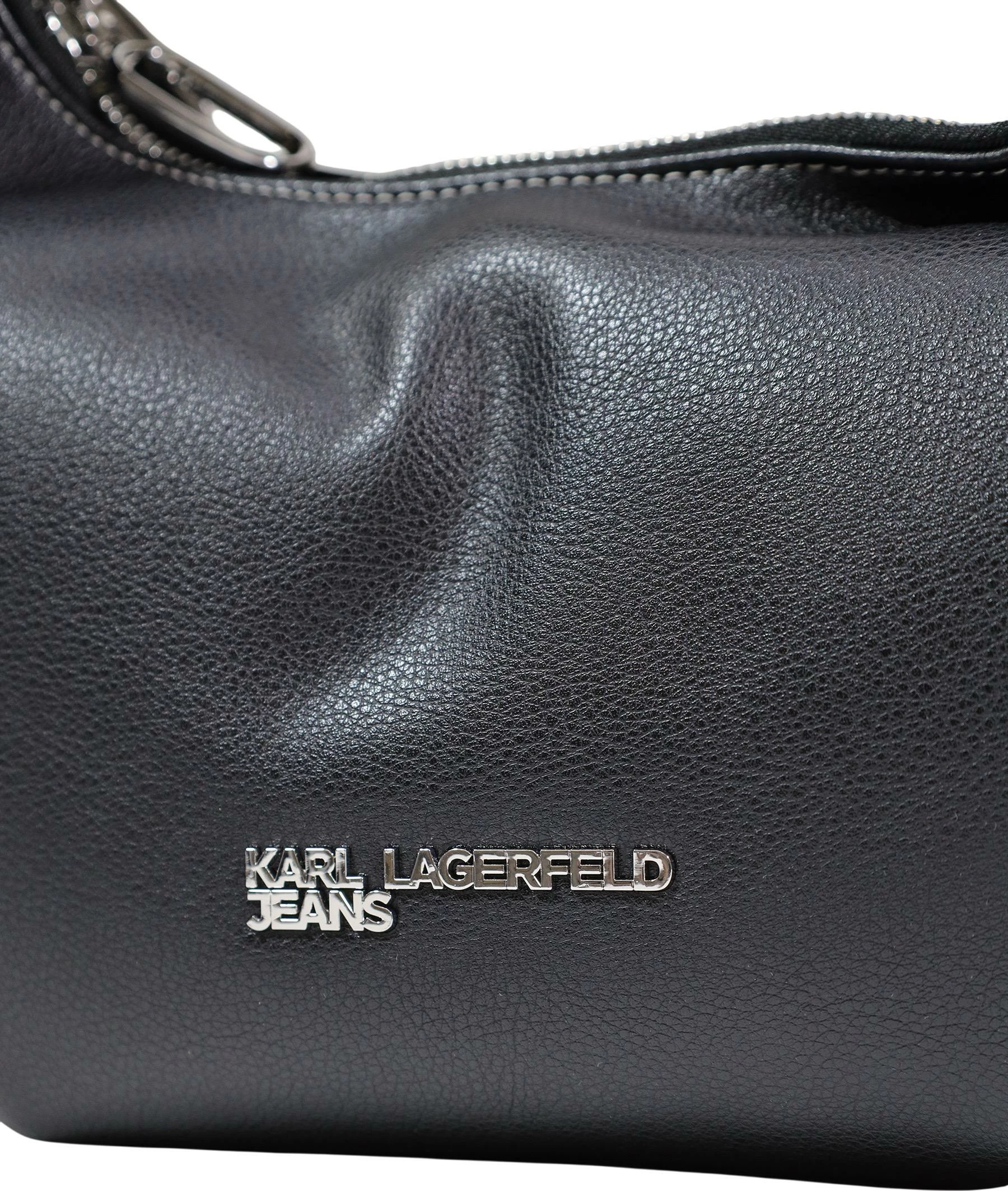 Çantë hobo Karl Lagerfeld Jeans KLJ Metal Logo Small B1W30242, e zezë