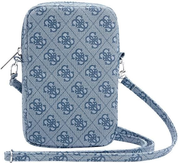 Mbështjellës Guess Zip 4G Triangle për celular, lëkurë artificiale, kaltër