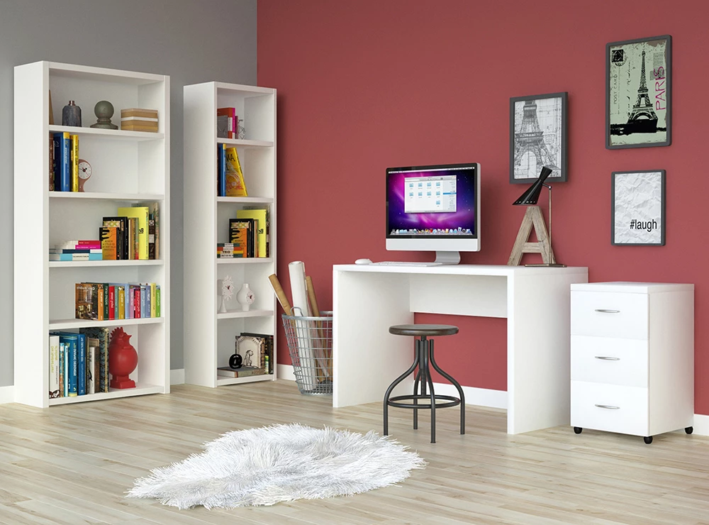 Raft librash LINES, 4 rafte, i bardhë, 79x29x180cm