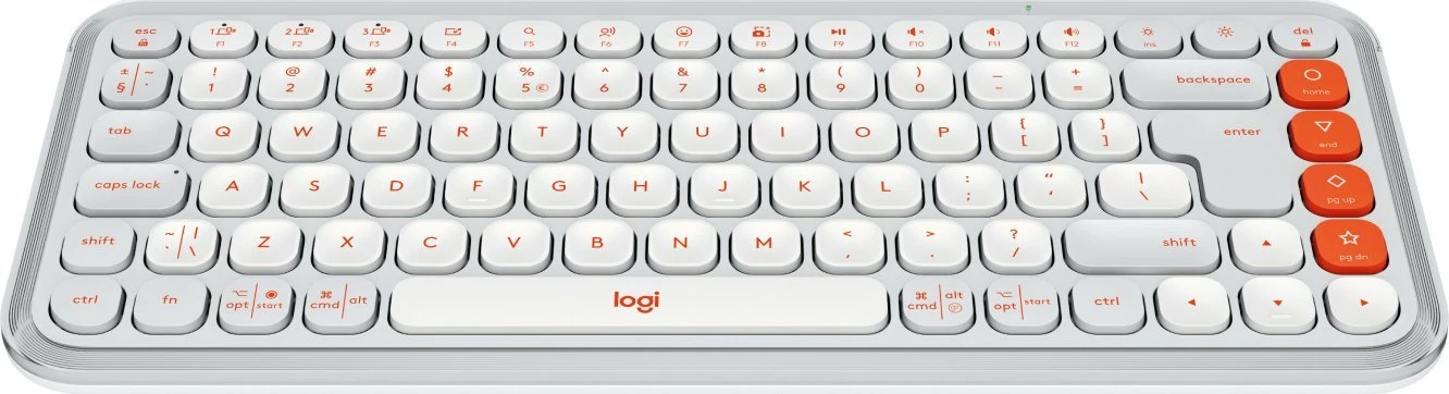 Tastierë wireless Bluetooth Logitech POP Icon Keys 920-013072, US INTL layout, pa numpad, e bardhë/portokalli