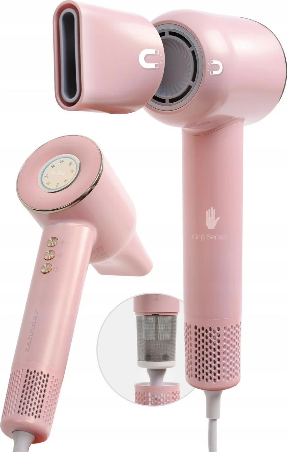 Tharëse flokësh Zehnder Flavia S1000R, 1600W, rozë