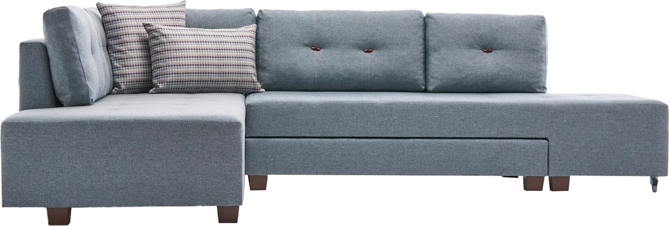 Kënd divan-krevat Atelier del Sofa, kënd Manama majtas, ngjyrë kaltër e çelët