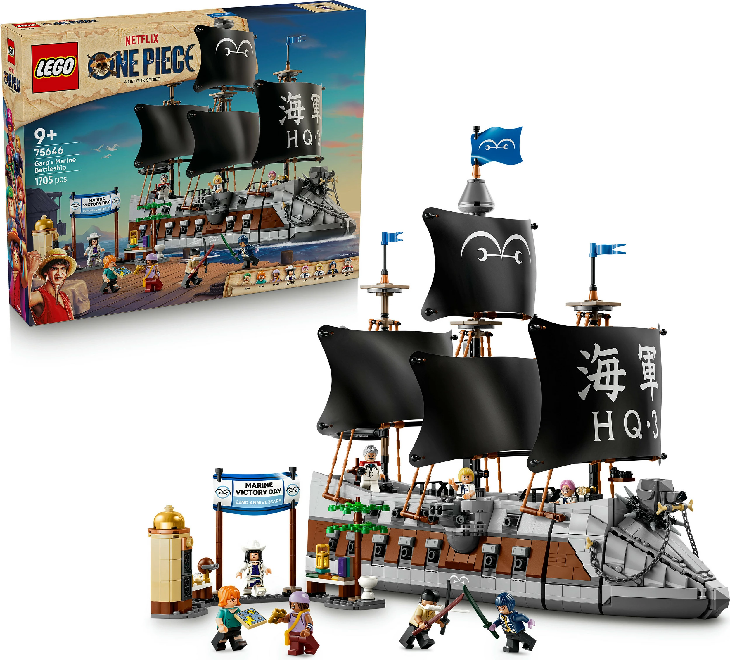 Set LEGO One Piece 75646 Garp’s Marine Battleship, 1705 pjesë, 9+