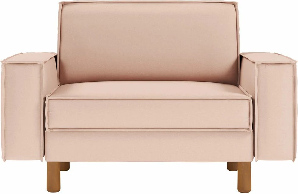 Karrige e madhe një vend, ngjyrë salmon, këmbë druri arre, Atelier del Sofa Sparrow