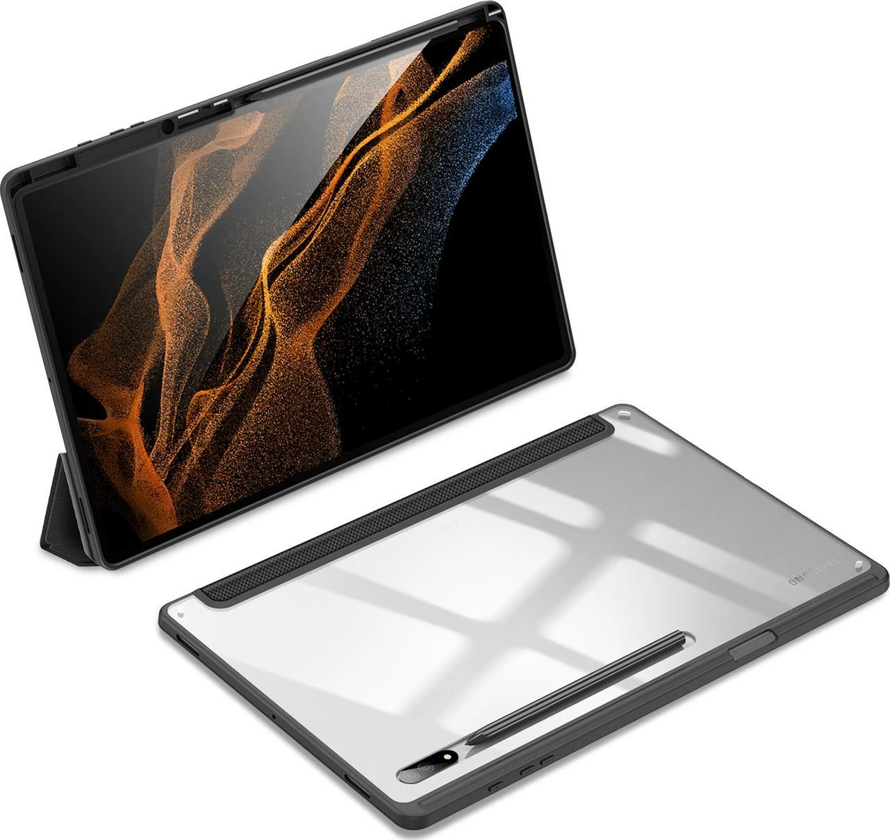 Mbështjellës rugged me kapak flip Dux Ducis Toby për Samsung Galaxy Tab S8 Ultra, me mbajtës stilusi, i zi, 1 copë