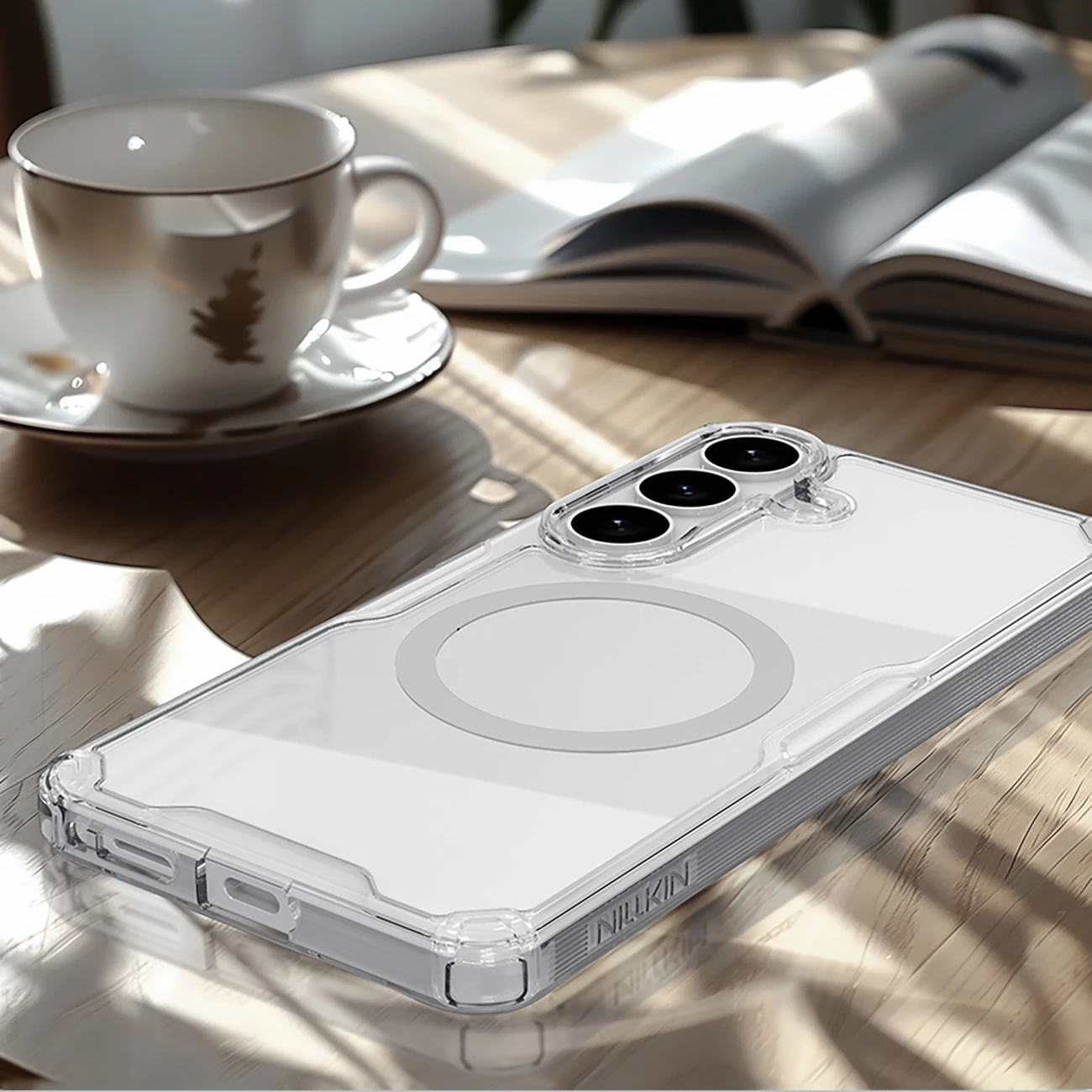 Mbështjellës Nillkin Nature TPU Pro për Samsung Galaxy S26, kompatibil me MagSafe, TPU+PC, gjysmë transparent, bardhë