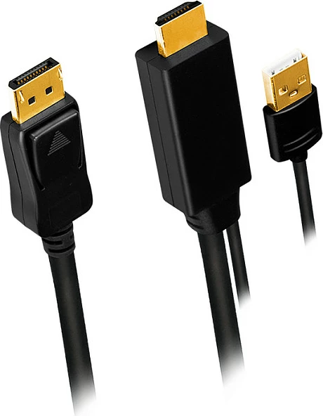 Kabllo adapter HDMI LogiLink, HDMI + USB-A në DisplayPort, 2 m, 4K/30Hz, e zezë