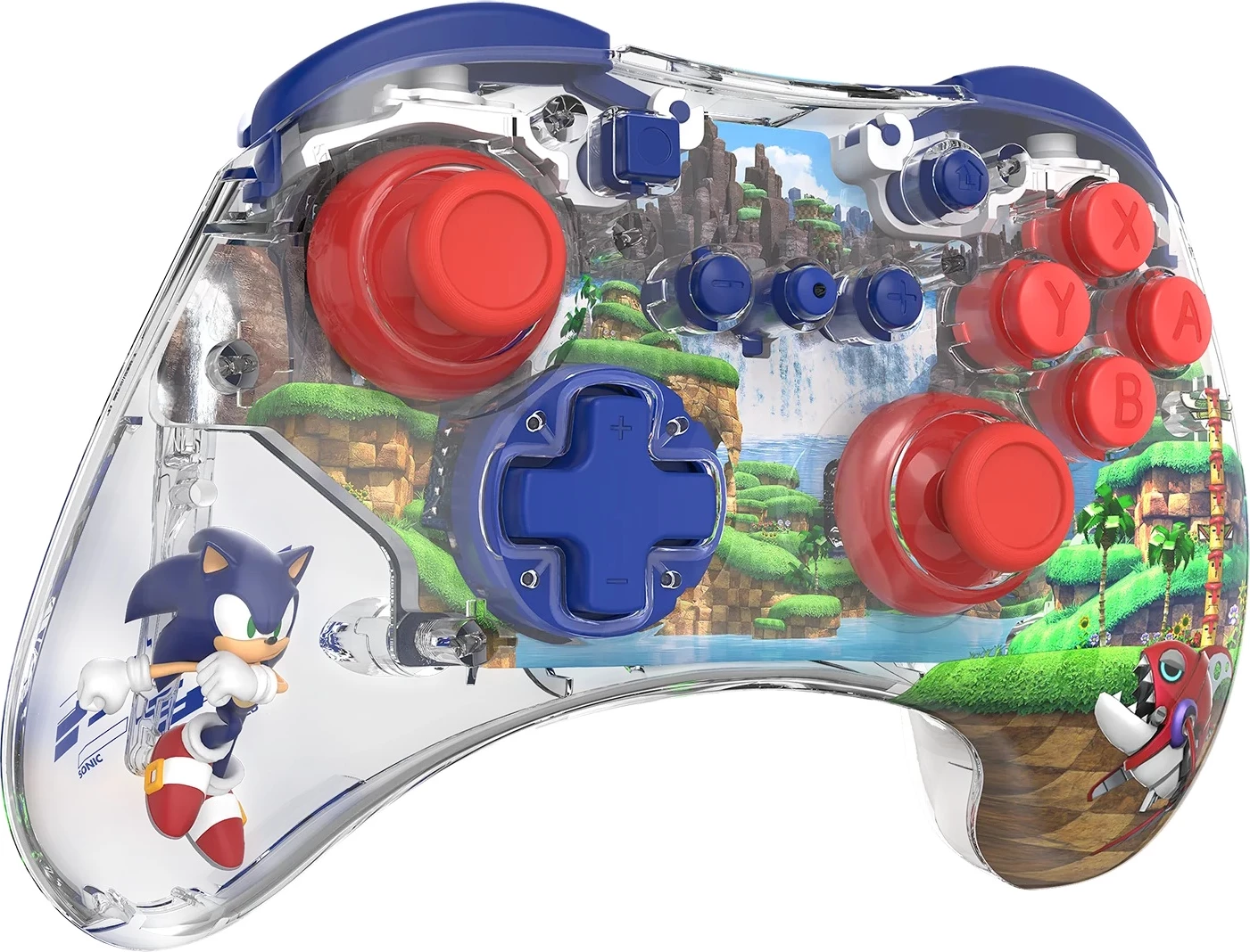 Kontroller pa tela PDP REALMz Sonic Green Hill Zone për Nintendo Switch, transparent