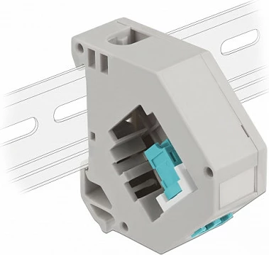 Adapter për shinë DIN DeLOCK Keystone LC Duplex femër-femër, aqua/gri/bardhë