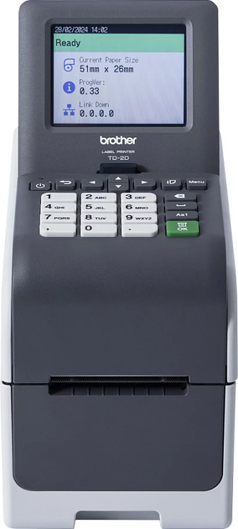 Printer etiketash Brother TD-2320DSA203, termik direkt, 203 dpi, Ethernet/USB, ekran 3.5", i zi/gri
