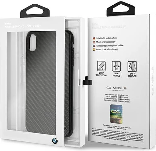 Mbështjellës BMW Signature Carbon për iPhone XS Max, i zi