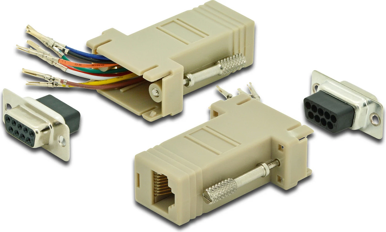 Adapter RS-232 Digitus, DB9 femër - RJ45 femër, gri