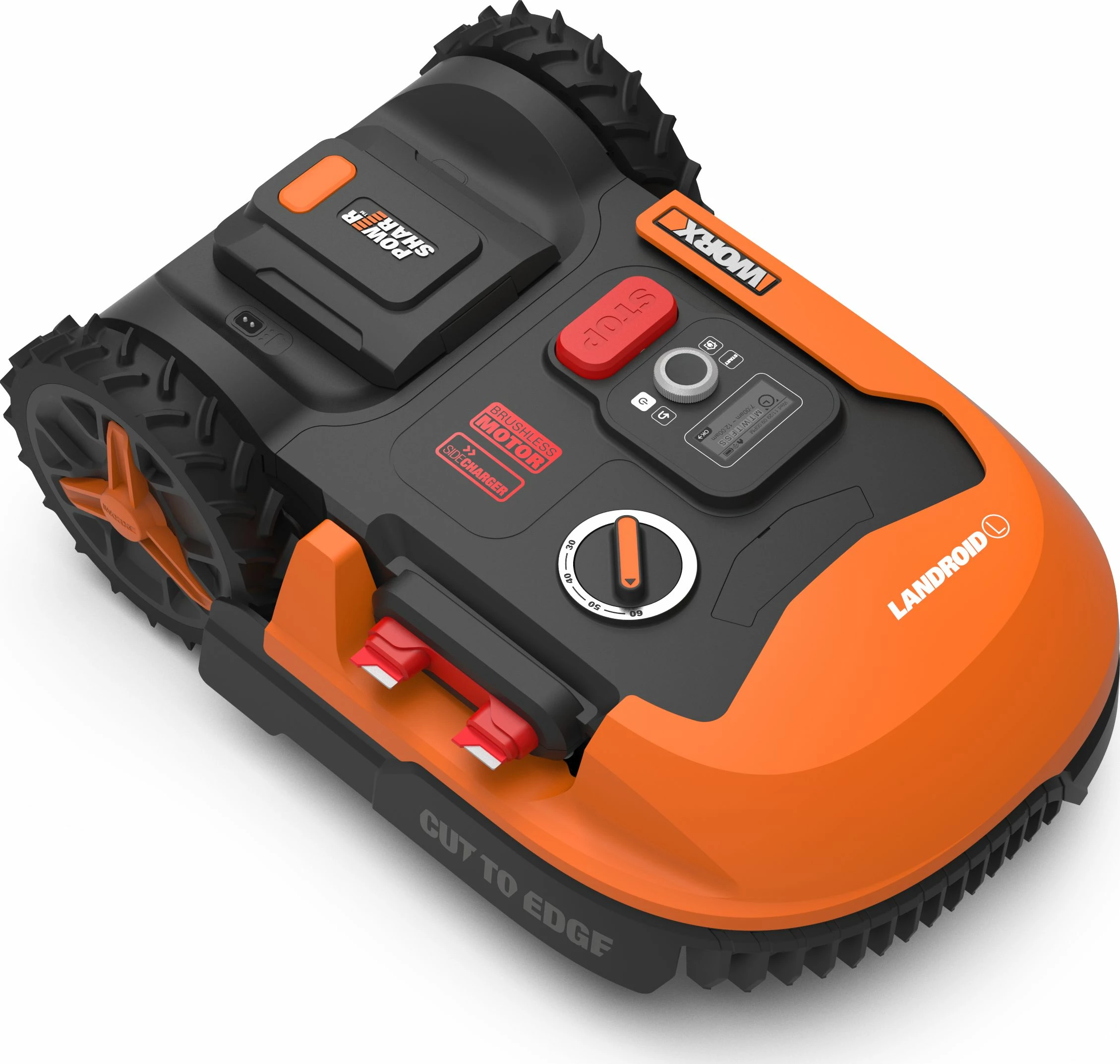 Robot kositës bari Worx Landroid L1000 WR147E.1, bateri 20V 4Ah, për deri 1500 m², 18 cm, 30–60 mm, portokalli/zi