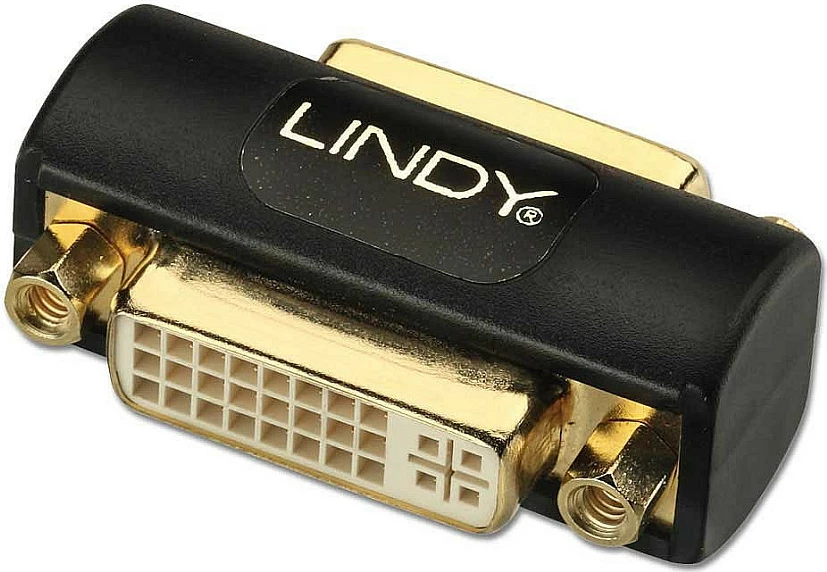 Adapter DVI LINDY Premium Coupler, femër-në-femër, i zi