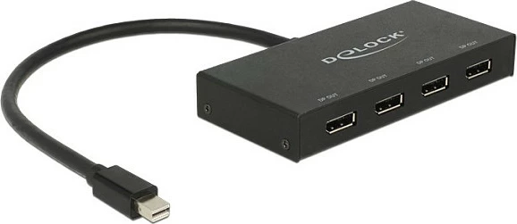 Splitter DisplayPort DeLOCK 87693, mini DisplayPort në 4x DisplayPort, 0.3 m, metal, i zi