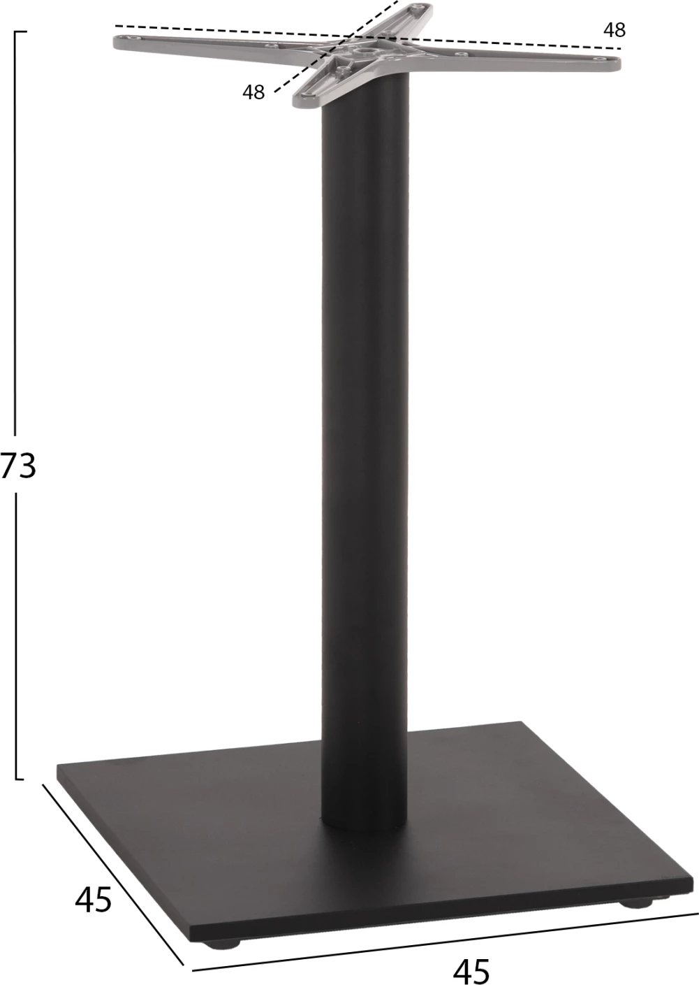 Bazë për tavolinë, ngjyrë gri alumini, FH475.20, 48x48 cm kryq, 45x45x73H cm