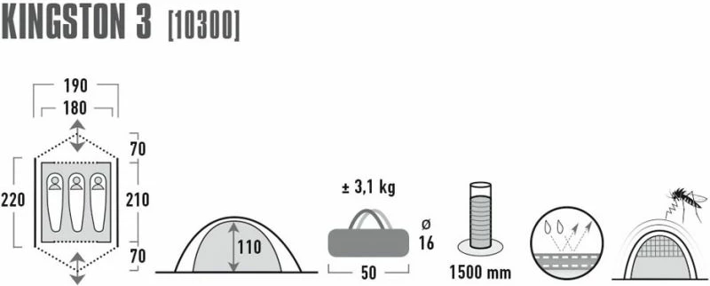 Tendë kampingu High Peak, blu-gri