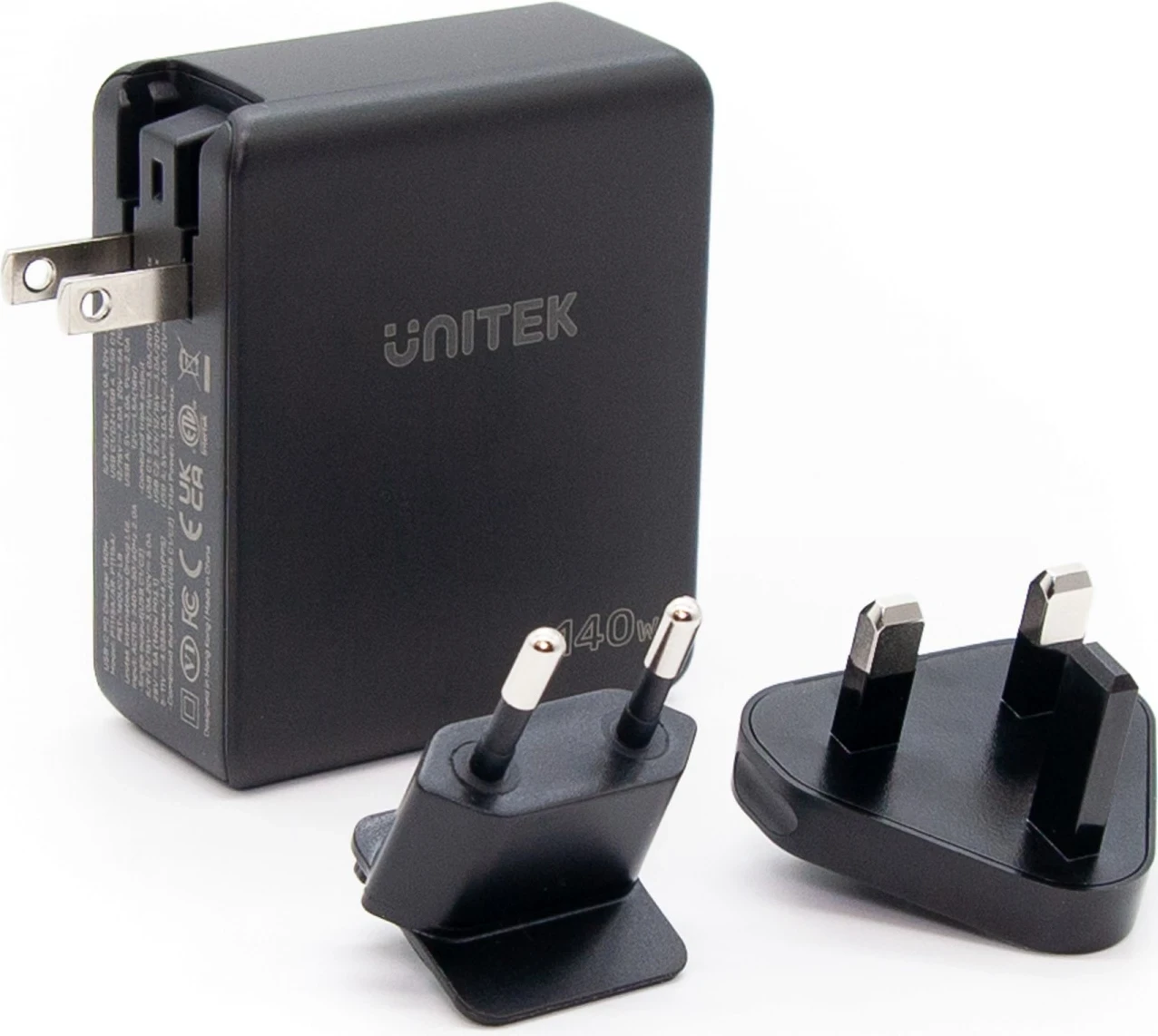 Karikues Unitek GaN me 3 porta, 140W, ngjyrë e zezë