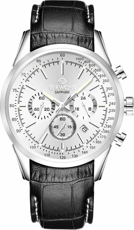 Orë dore meshkuj Giewont GW7650-A1, argjendtë me rrip të zi