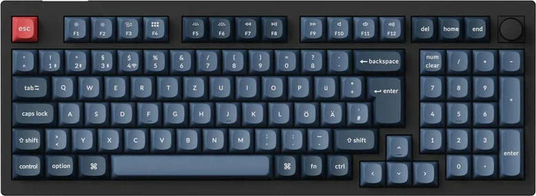 Tastierë Keychron V5 Max, DE-Layout, Gateron Jupiter Brown, Hot-Swap, RGB, e zezë/blugri