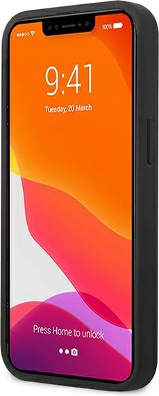 Mbështjellës Karl Lagerfeld KLHCP13SPKMK për iPhone 13 mini, 5.4", i zi, hardcase me lëkurë dhe emblemë metalike