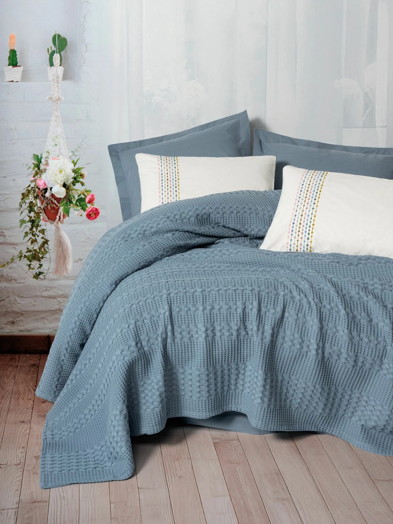 Set Double Pique L'Essentiel Linge de Maison, ngjyrë indigo