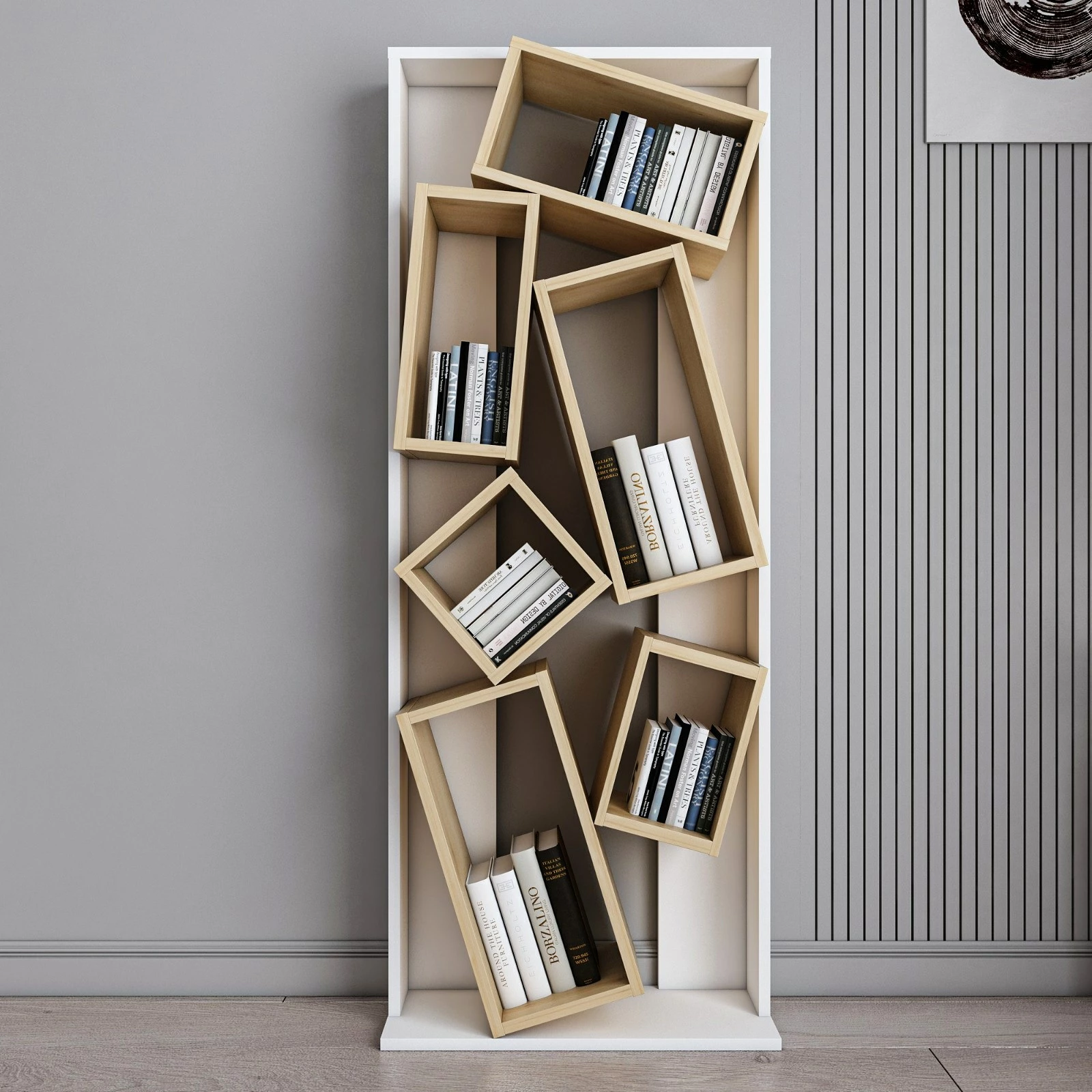 Raft librash Hanah Home, Carmen, i bardhë dhe lis