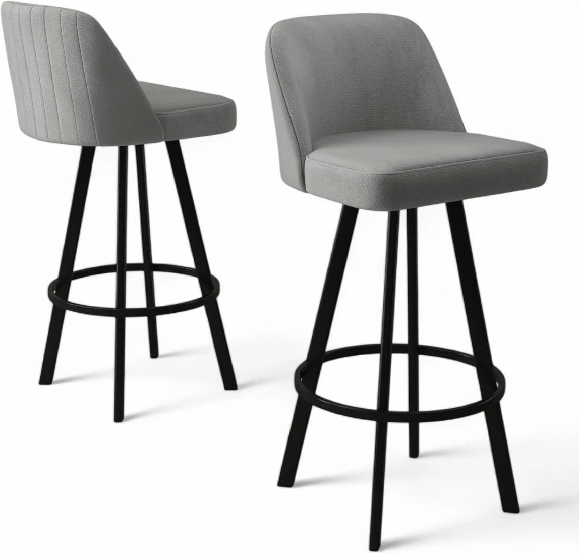 Set karrigesh për bar (4 copë), Hanah Home, Atex, gri e zi