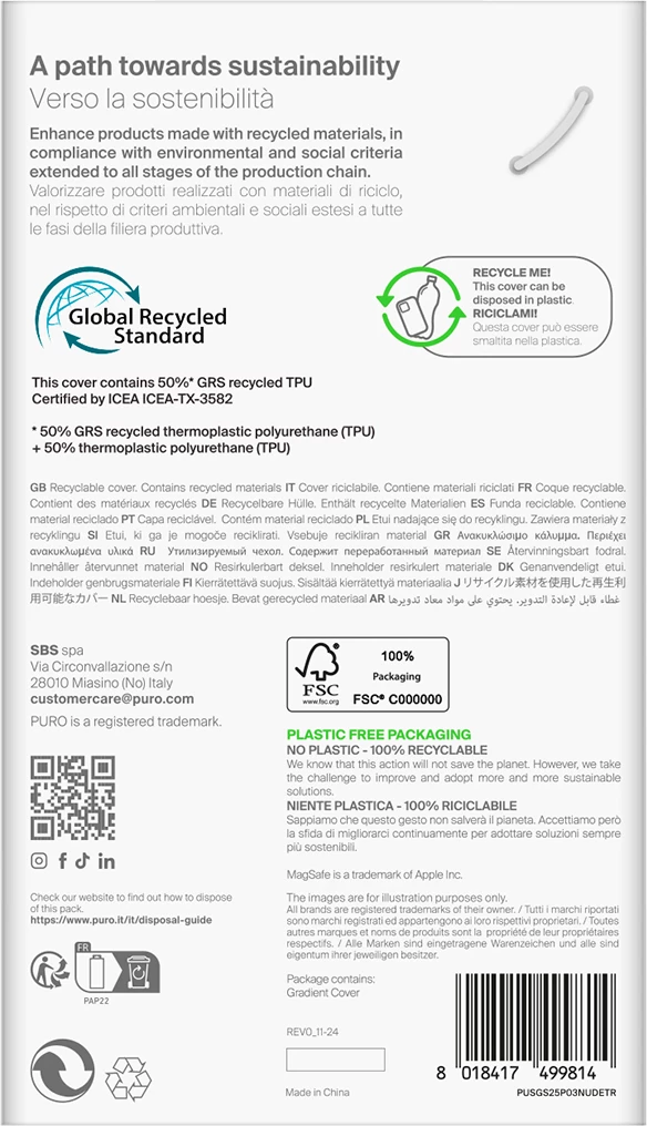 Mbështjellës silikoni Puro 03 Nude për Samsung Galaxy S25 Ultra, Transparent