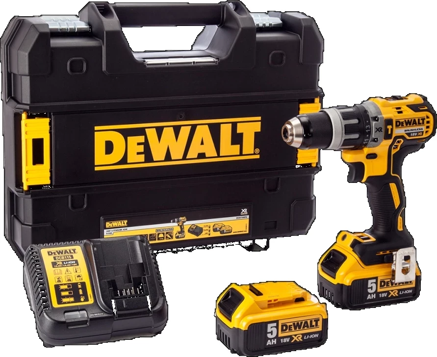 Shpuese/vidhosëse me goditje pa kabllo Dewalt DCD796P2 18V XR Li-Ion 2x5.0Ah set me karikues, kasë TSTAK, e verdhë/zezë