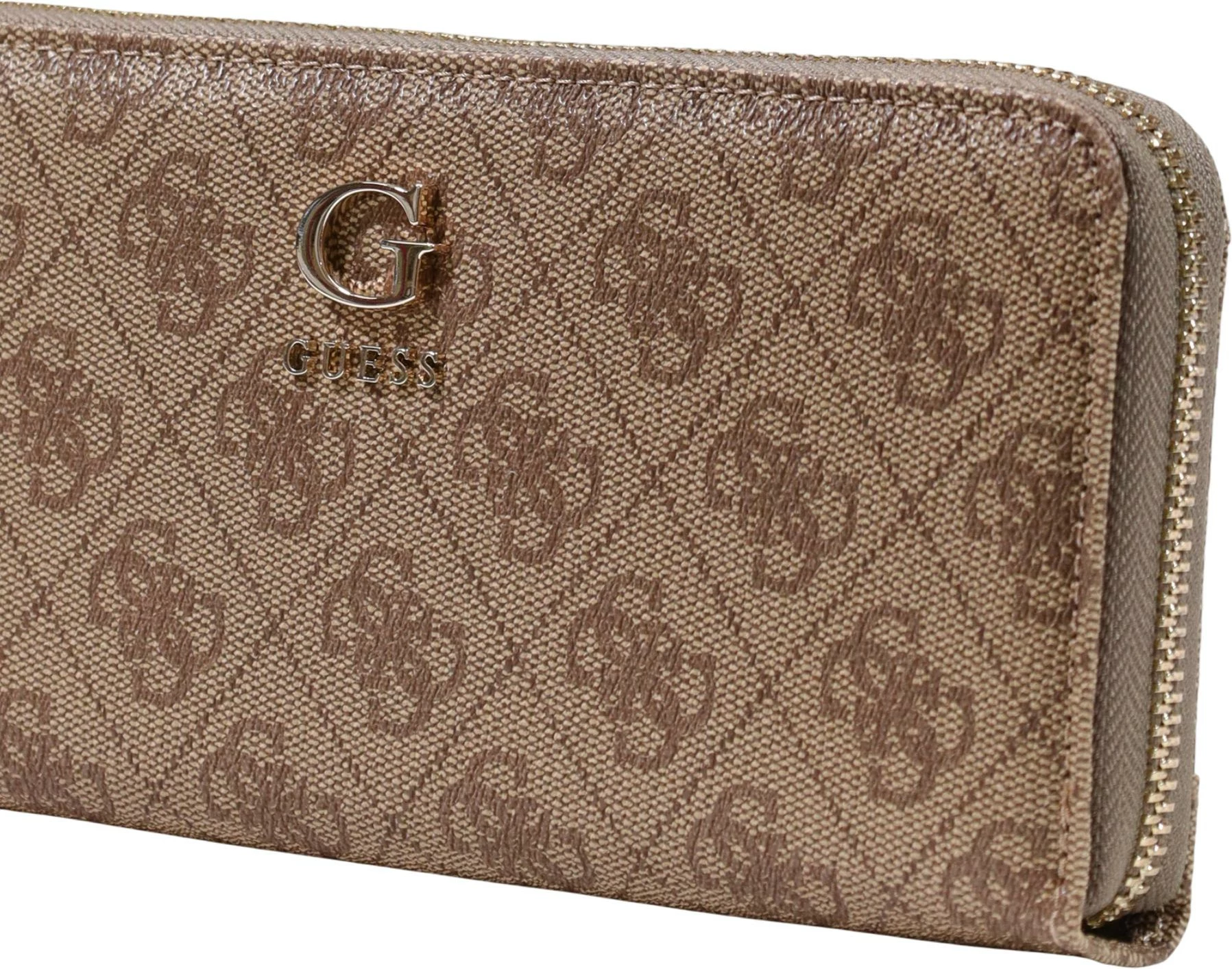 Portofol për femra Guess Coleen Logo SML Zip, latte