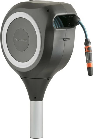 Kasetë automatike për zorrë uji Gardena RollUp M, 20m, 0-360°, e zezë/gri