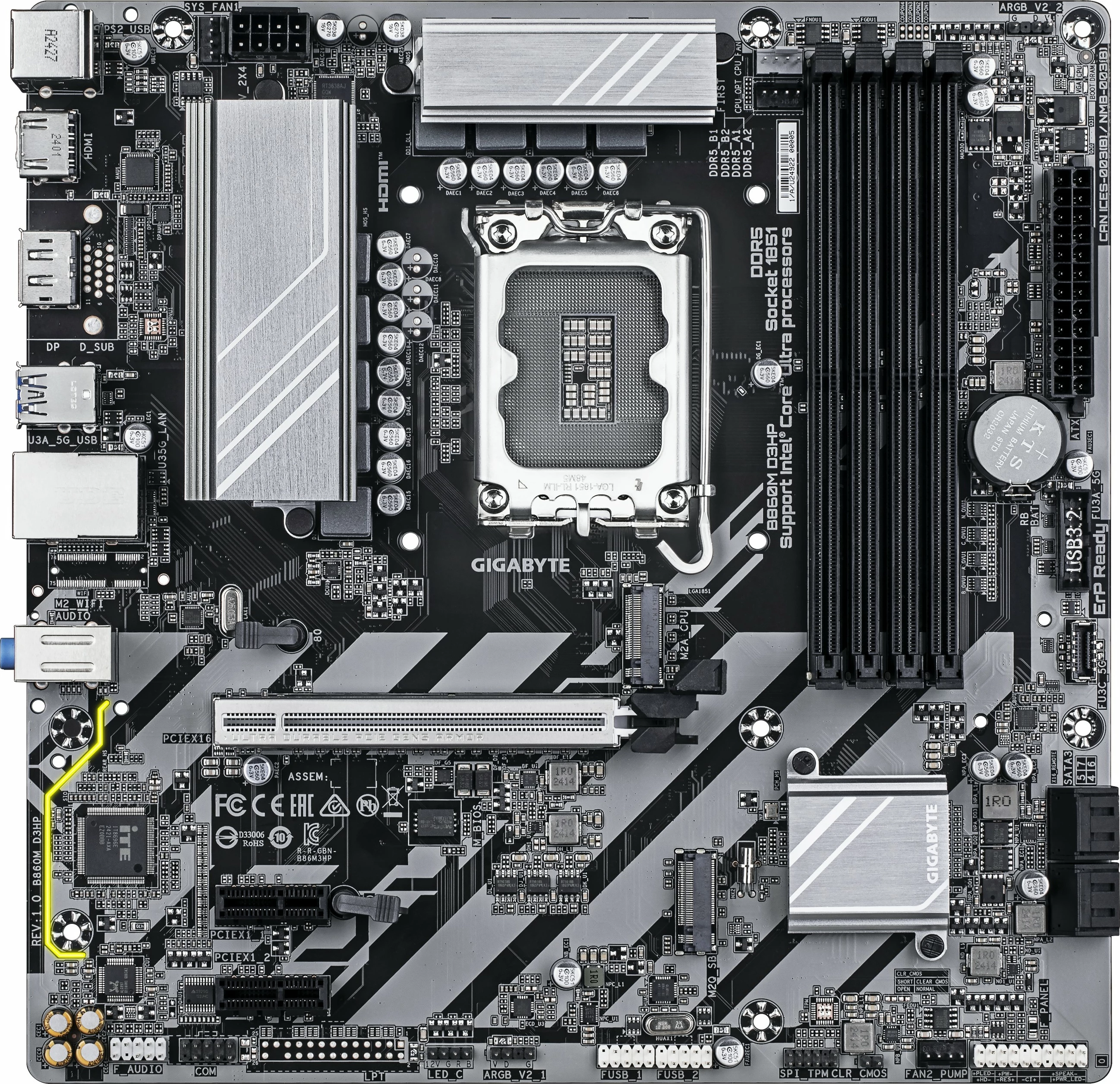 Pllakë amë Gigabyte B860M D3HP, LGA 1851, DDR5, 2x M.2, PCIe 4.0, micro ATX