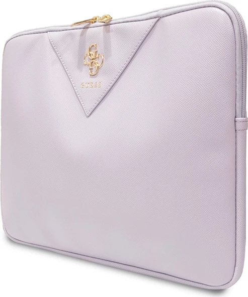 Mbështjellës laptopi Guess ZIP Leather Triangle, 14 inç, lëkurë ekologjike, vjollcë