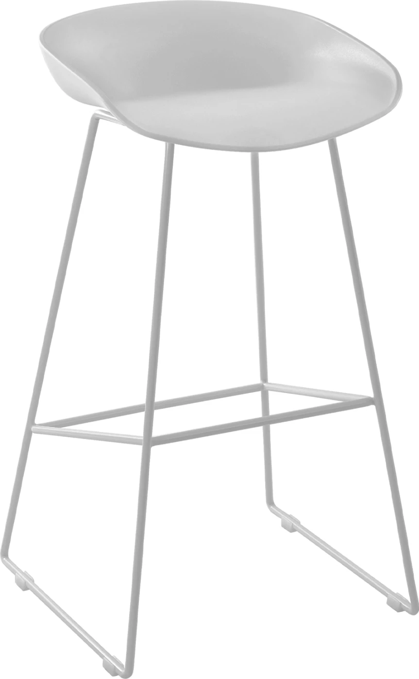 Karrige për bar FH8450.01 Metalike me ulëse PP e bardhë 47x47x83cm, set prej 2 copë