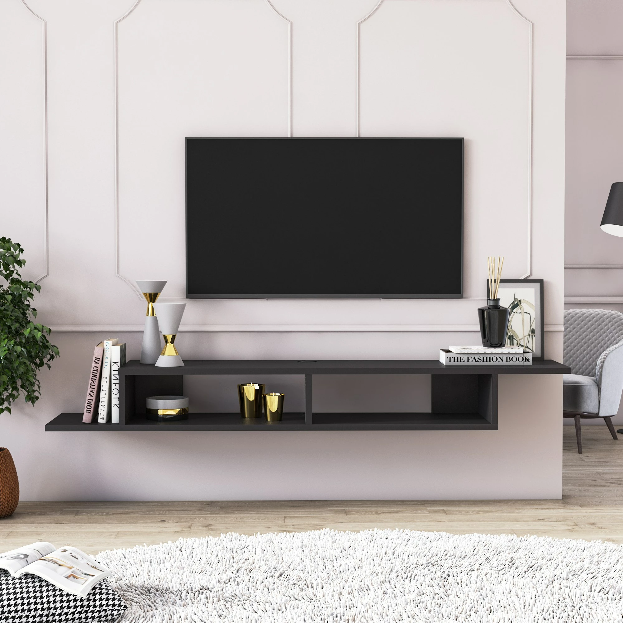 Komodë televizori Skye Decor, e zezë, Numudio